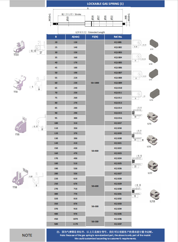 可調節(jié)氣彈簧